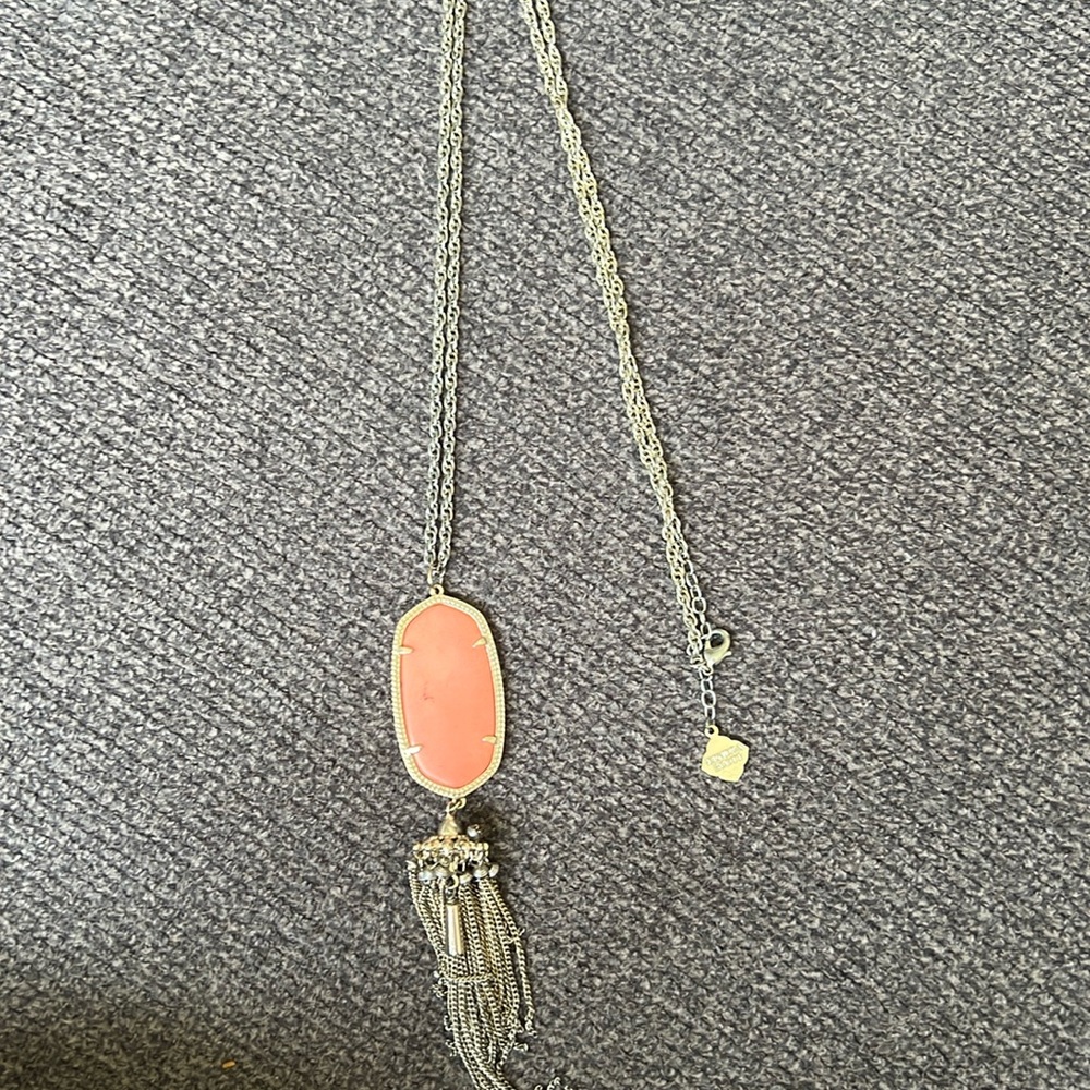 Kendra scott rayne necklace with tangerine stone and gold chain